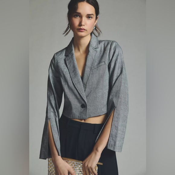 New By Anthropologie Cropped Slit Jacket Size 2 - Picture 1 of 9